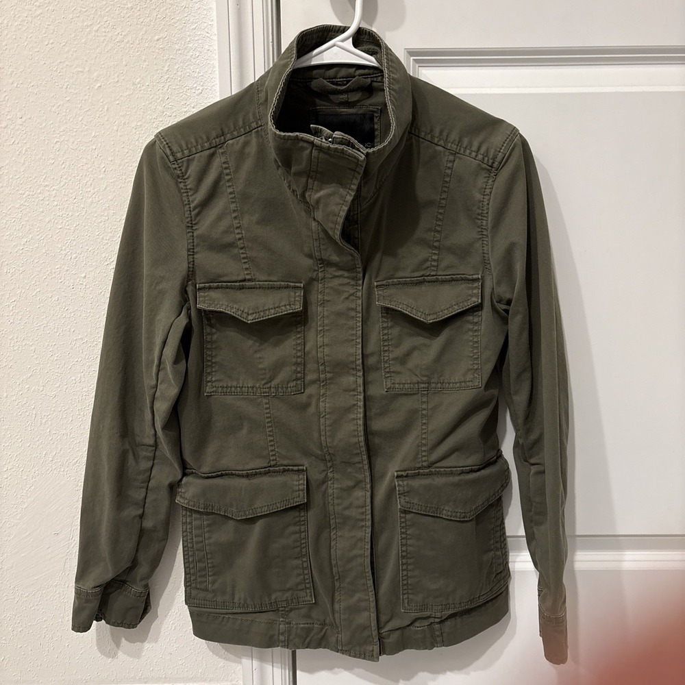 Banana Republic Women's Classic Utility Flight Jacket Army Green XS Zip And Snap